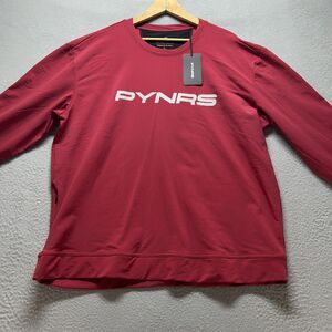 PYNRS Sweatshirt Mens Large Red Performance Streetwear Crewneck Zipper Pocket